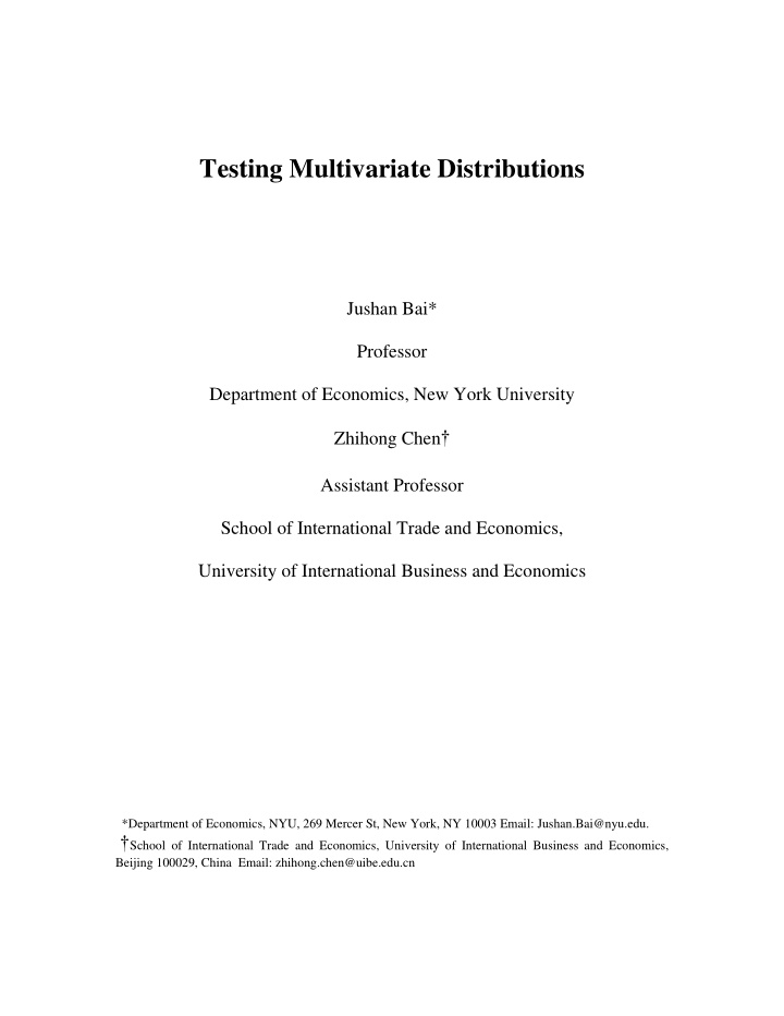 testing multivariate distributions