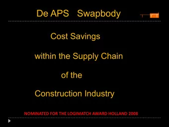 De APS   Swapbody  Cost Savings  within the Supply Chain  of the  Construction Industry  NOMINATED