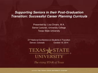 Supporting Seniors in their Post-Graduation  Transition: Successful Career Planning Curricula