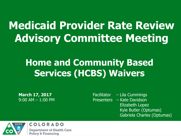 medicaid provider rate review