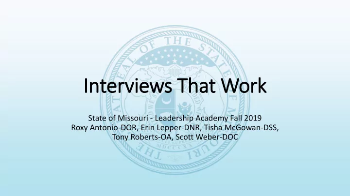 interviews th s that work ork