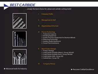 simply the best choice for advanced carbide cutting tools!  I.  Company Profile  II.  Management