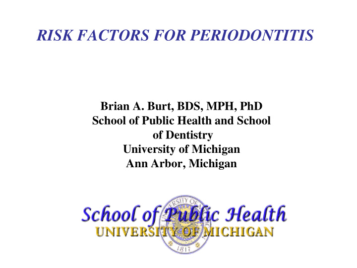 risk factors for periodontitis