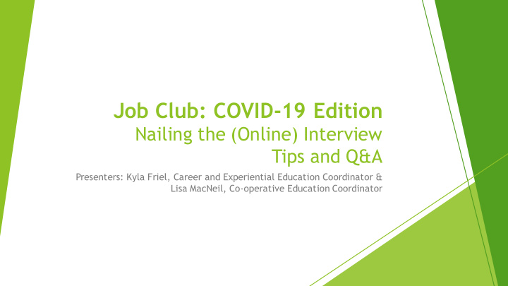 job club covid 19 edition
