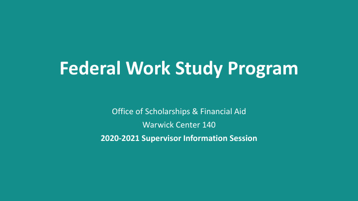 federal work study program