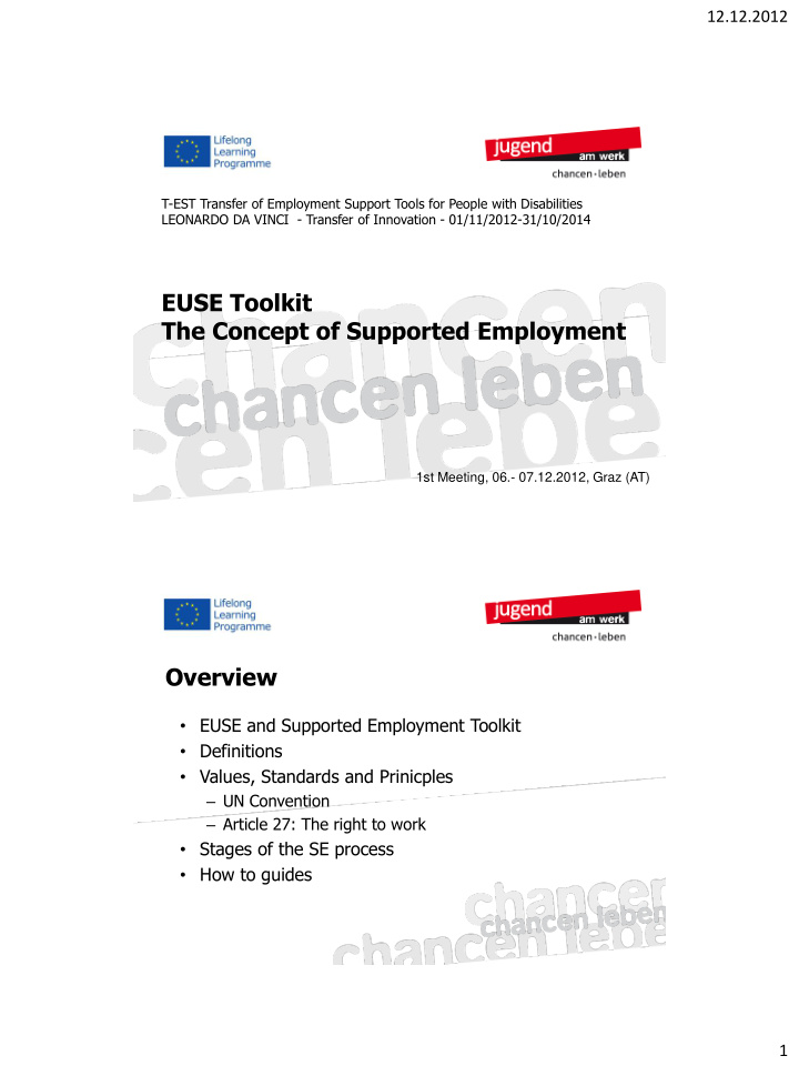 euse toolkit the concept of supported employment 1st