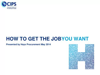 HOW TO GET THE JOBYOU WANT  Presented by Hays Procurement May 2014  ABOUT US  JIM FOWLER  BUSINESS