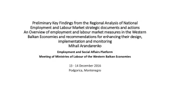 An Overv  rvie  iew of  of employment an  and lab  labour mar  arket measures in  in th  the