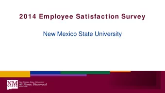2014 Employee Satisfaction Survey  New Mexico State University  2014 Employee Satisfaction Survey,