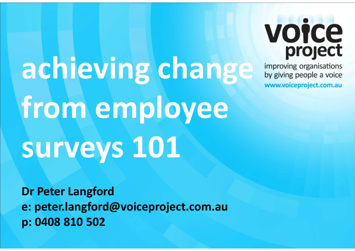 achieving change from employee from employee surveys 101