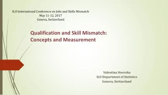 Concepts and Measurement  Valentina Stoevska  ILO Department of Statistics  Geneva, Switzerland