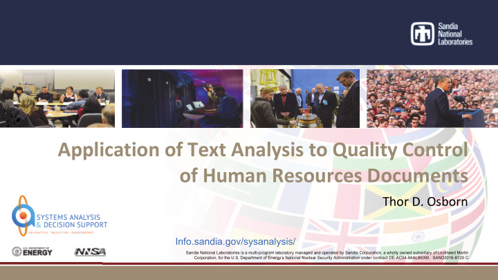 application of text analysis to quality control of human