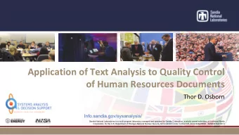 Application of Text Analysis to Quality Control of Human Resources Documents Thor D. Osborn