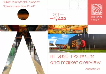 H1 2020 IFRS results  and market overview  August 2020  This Presentation does not constitute or