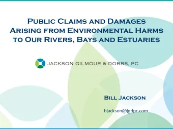 Public Claims and Damages  Arising from Environmental Harms  to Our Rivers, Bays and Estuaries