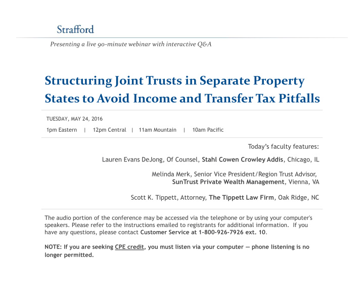 structuring joint trusts in separate property states to