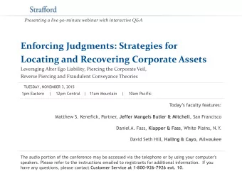Locating and Recovering Corporate Assets  Leveraging Alter Ego Liability, Piercing the Corporate