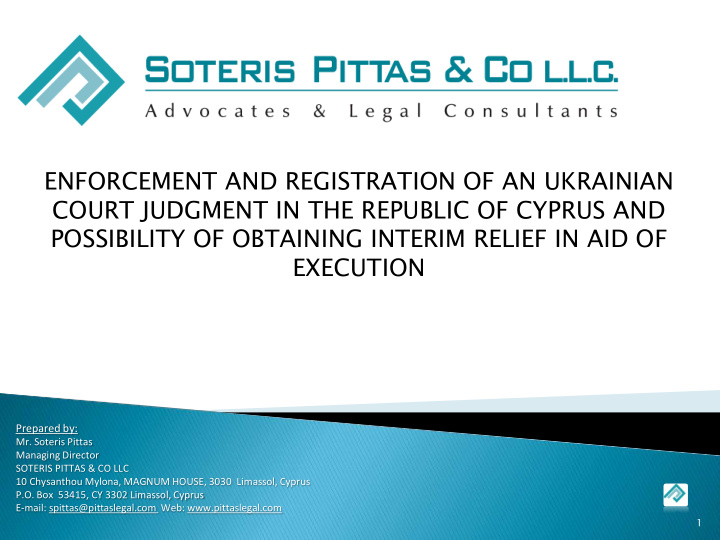 enforcement and registration of an ukrainian court