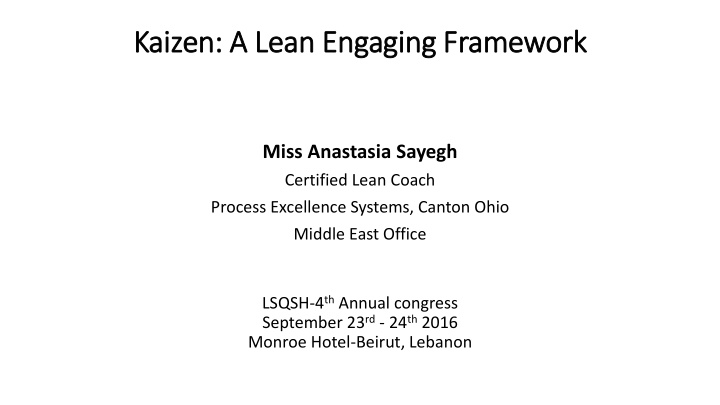 kaizen a lean engaging framework