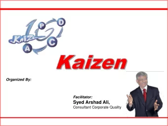 Organized By:  Facilitator:  Syed Arshad Ali,  Consultant Corporate Quality SPEAKERS PROFILE  AT