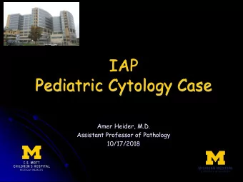 IAP  Pediatric Cytology Case  Amer Heider, M.D.  Assistant Professor of Pathology  10/17/2018  1.