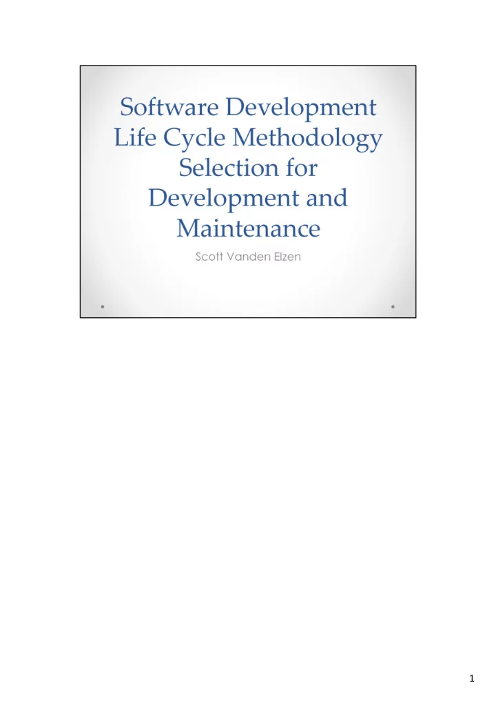 1 a sdlc software development lifecycle it s a set of
