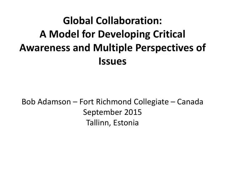 global collaboration a model for developing critical