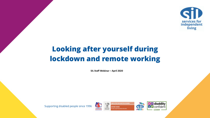 looking after yourself during lockdown and remote working