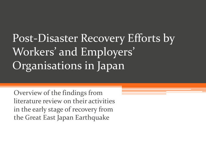 post disaster recovery efforts by workers and employers