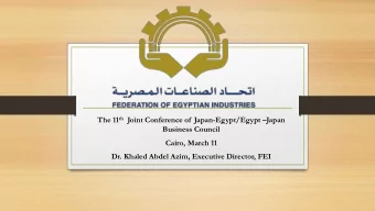 Business Council  Cairo, March 11  Dr. Khaled Abdel Azim, Executive Director, FEI  Potential