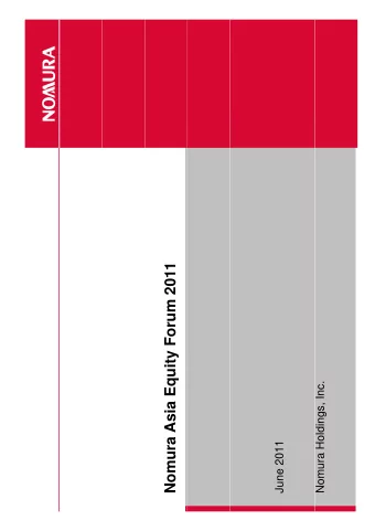 Nomura Asia Equity Forum 2011  Nomura Holdings, Inc.  June 2011  K  Kenichi Watanabe  i hi W t  b