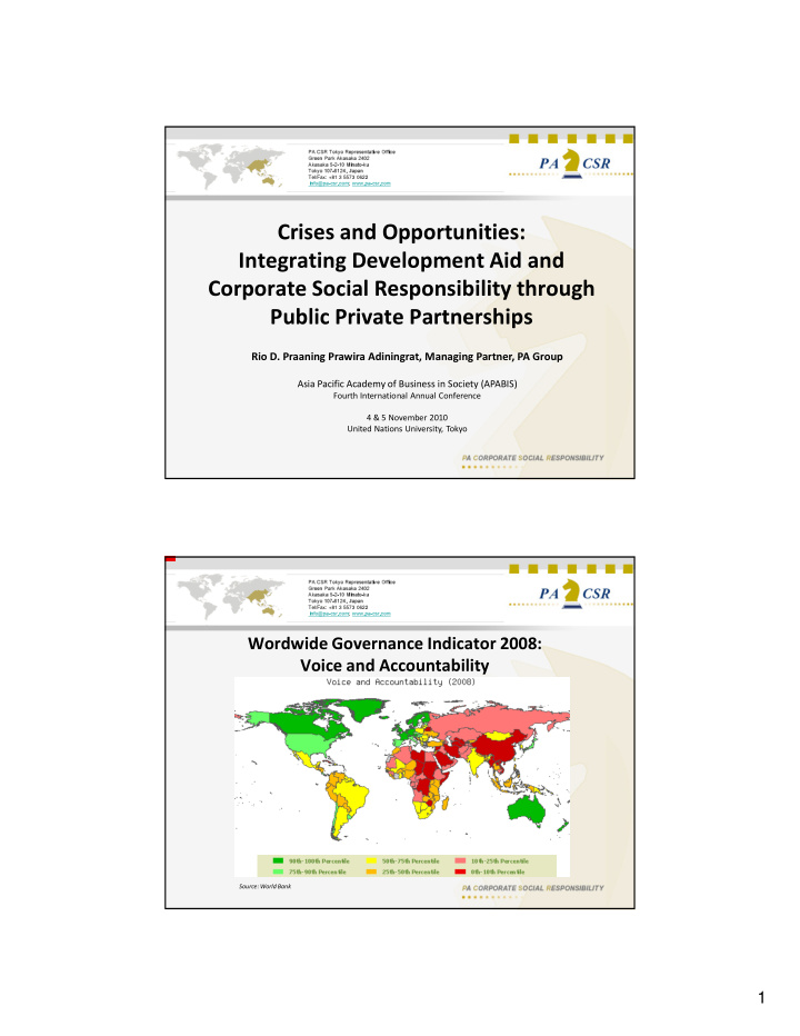 crises and opportunities integrating development aid and