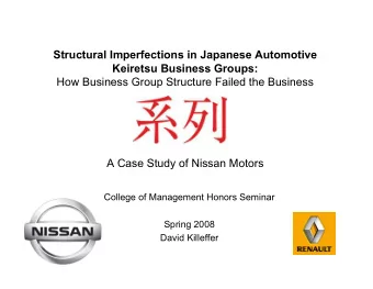 Structural Imperfections in Japanese Automotive  Keiretsu Business Groups:  How Business Group