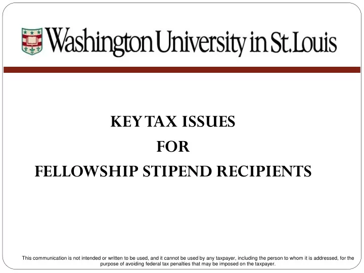 key tax issues