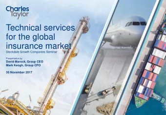 Technical services  for the global  insurance market  Stockdale Growth Companies Seminar