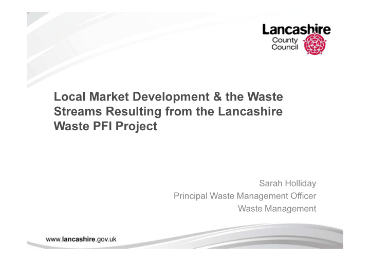 local market development the waste streams resulting from