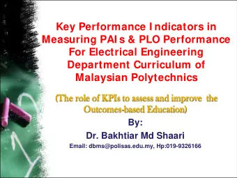 Key Performance I ndicators in  Measuring PAI s &amp; PLO Performance  For Electrical Engineering