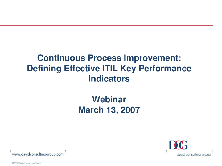 continuous process improvement defining effective itil