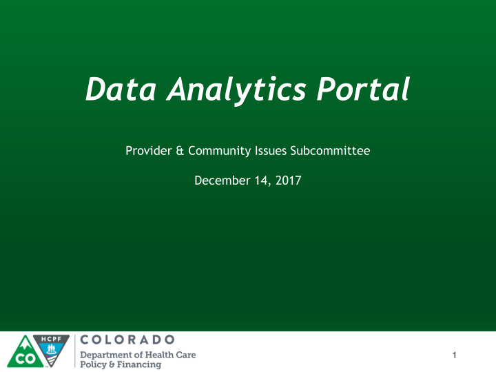 data analytics portal