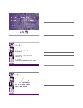 Financing electronic health  Financing electronic health  record (EHR/EMR) systems  record