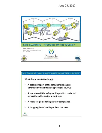 June 23, 2017  SAFE GUARDING  THOUGHTS ON THE JOURNEY  Steven Mueller, CRSP  WPAC Safety