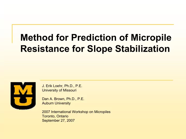 method for prediction of micropile resistance for slope