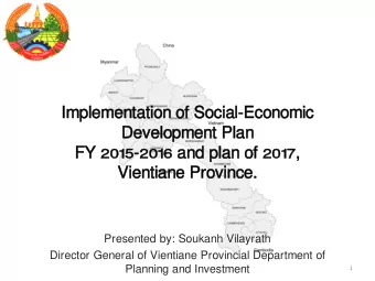 Im  Implementation of  f Socia  ial-Economic  Develo  lopment Pla  lan  FY 2015  15-2016 and pla