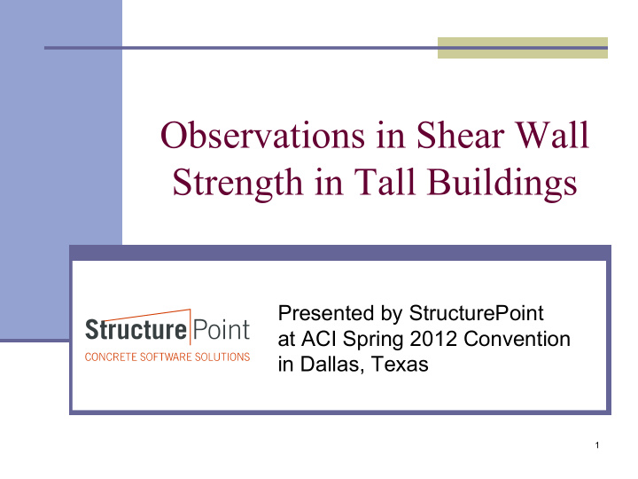 observations in shear wall strength in tall buildings