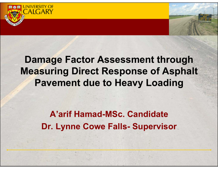 damage factor assessment through measuring direct