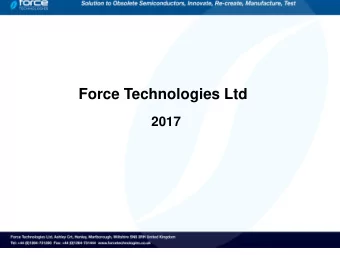 2017  Sustainable Solutions for Obsolescence Management  Manufacturer of Replacement