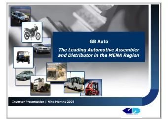 The Leading Automotive Assembler GB Auto, S.A.E  and Distributor in the MENA Region  Initial Public
