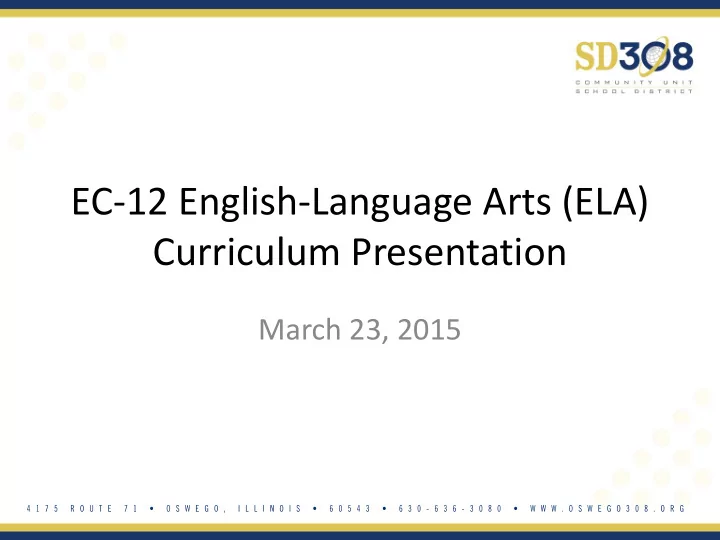curriculum presentation