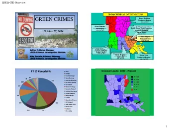 GREEN CRIMES  LITTERING ON  Larry Baldwin  Northeast Region  Criminal Investigations  (318)