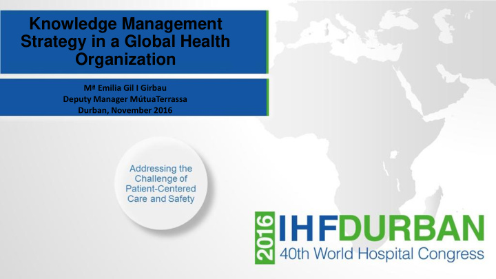 knowledge management strategy in a global health